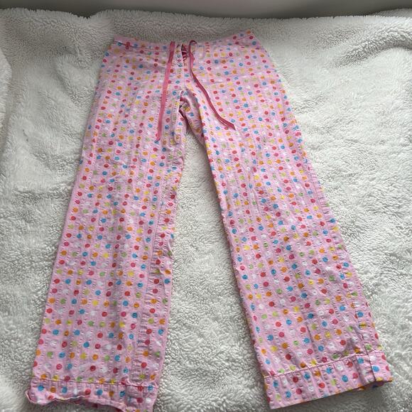 VTG Y2K MUDD Pajama Pants Pink‎ Polka A Dots Sz S Drawstring Lounge Low Raise - Picture 2 of 8